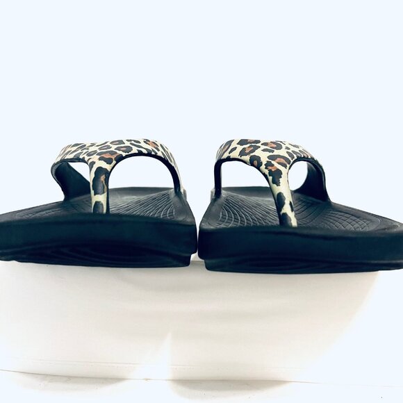 Reel Legends-Unisex-Black/Leopard Print Flip Flops-Arch Support-W 9, M 7-Comfy - Picture 7 of 16